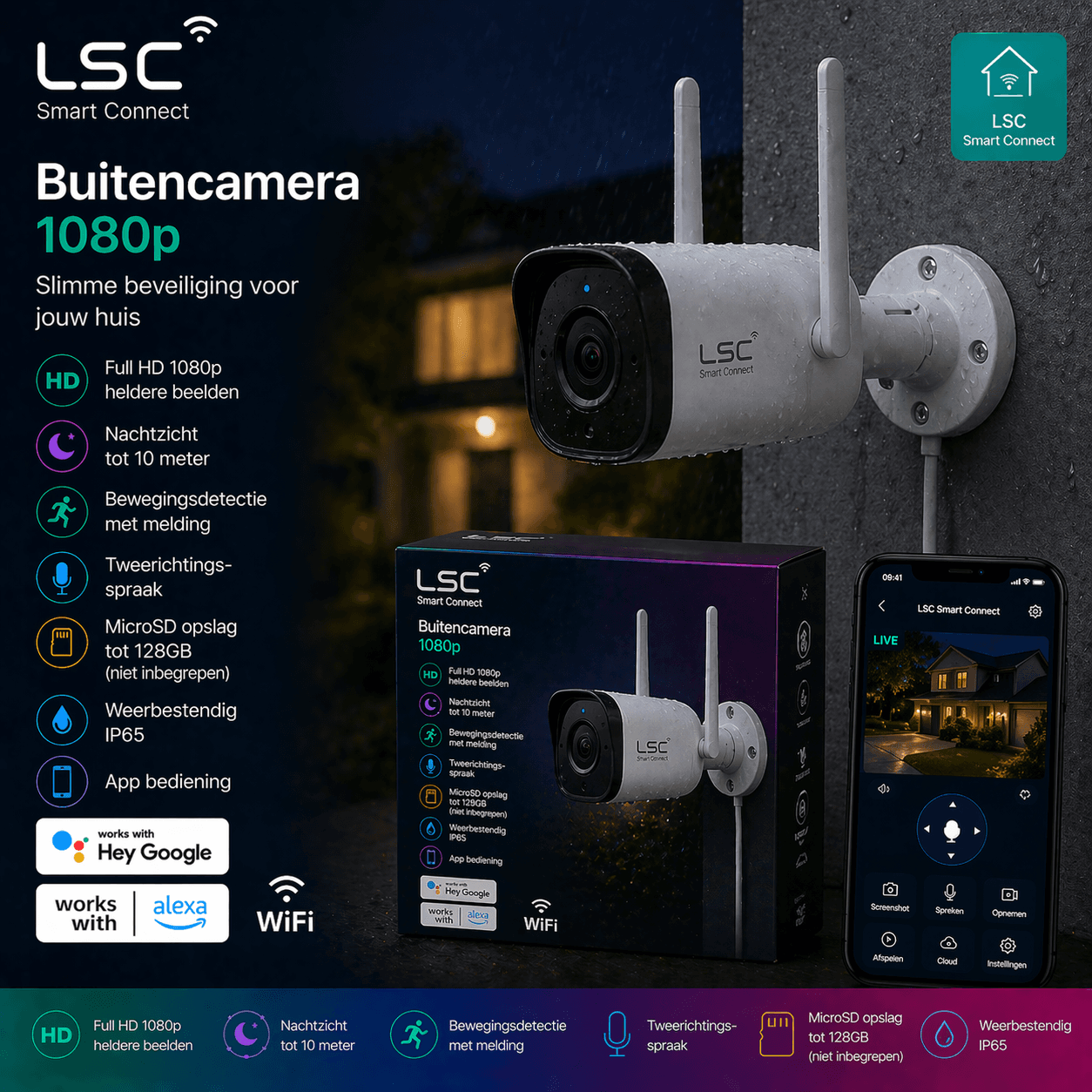 LSC Buitencamera 1080p — weerbestendige bewaking