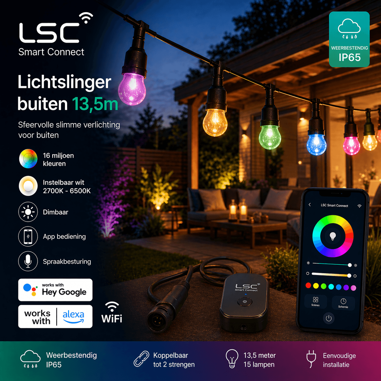 LSC Lichtslinger buiten 13,5m — sfeer in de tuin