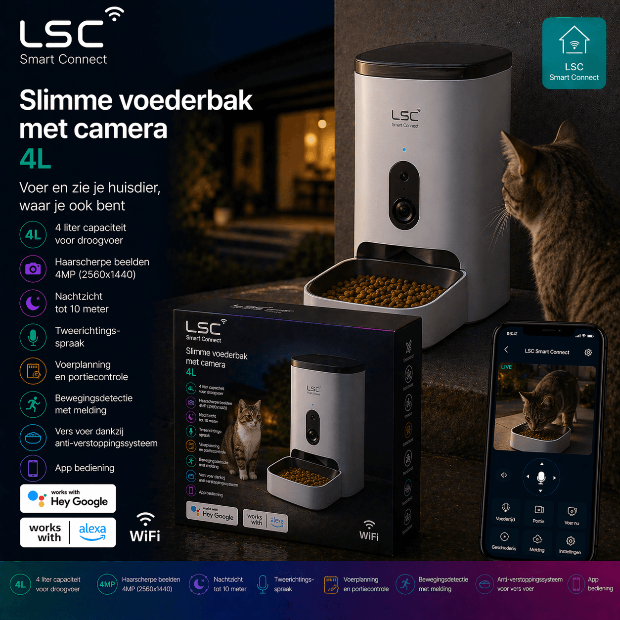 LSC Slimme voederbak met camera 4L — voor je huisdier